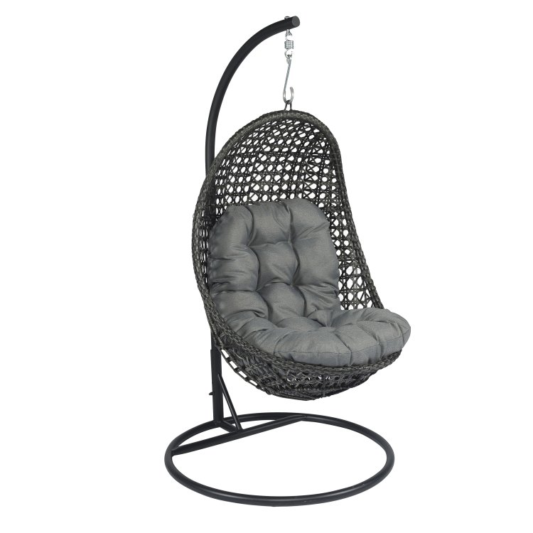 Imagen de Silla colgante "Moon" de mimbre - Elegant gris