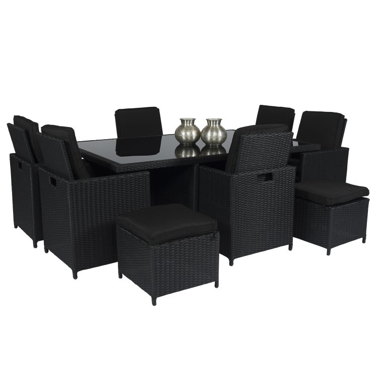 Imagen de Conjunto de comedor de mimbre "Cube XL" 6 personas negro - Pure Garden & Living